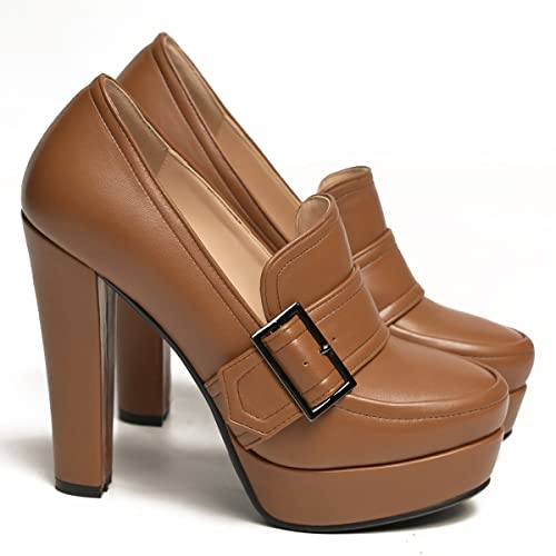 Image of SHODENSE Women Vintage Chunky Platform Loafers Pumps Tassel Round Closed Toe Slip On Suede Block High Heel Dress Loafer Shoes Buckle Strap Oxford Loafers Fringe Pump Dressy Chic Sexy Y2k 4-11 M US