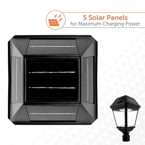 Gama Sonic Solar Lamp Post Light Outdoor - 300 Lumens - IP65 Waterproof - Dual Color Temp - 3-Inch Fitter - Cast Aluminum Mount by Gama Sonic - Image 6