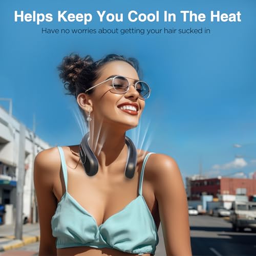 Neck Fan, Hands Free Bladeless Neck Fans Portable Rechargeable, 6000 mAh Battery Operated Wearable Personal Fan, Cooling Neck Fan, 3 Speeds, USB Fan Gifts for Men, Women, Travel, Outdoor - Image 3