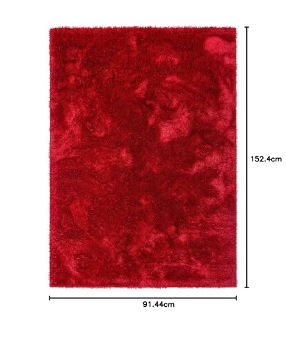 Image of Urban Modern Decor Features 3x5 Feet Modern Soft Shaggy Carpet Thick, Fluffy & 2 inch Pile Shag Rug for Your Kids Room, Bedroom & Livingroom(3x5 feet,Red Plain)