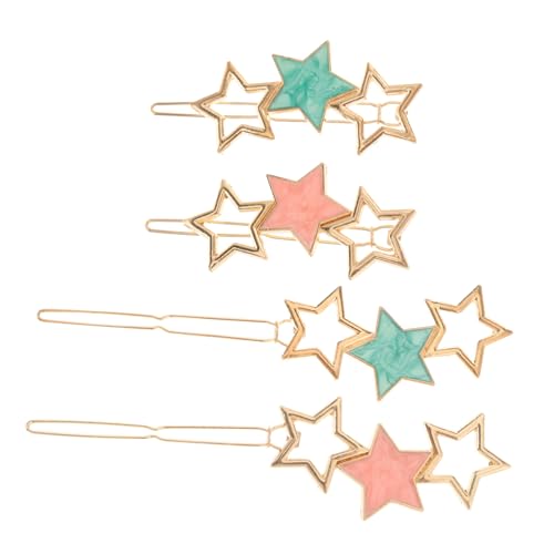 BIUDECO 4個入り 五芒星型 アセテート合金 ヘアクリップ グレー ロブ ハーフアップ ハーフダウン スタイル ランダムスタイル