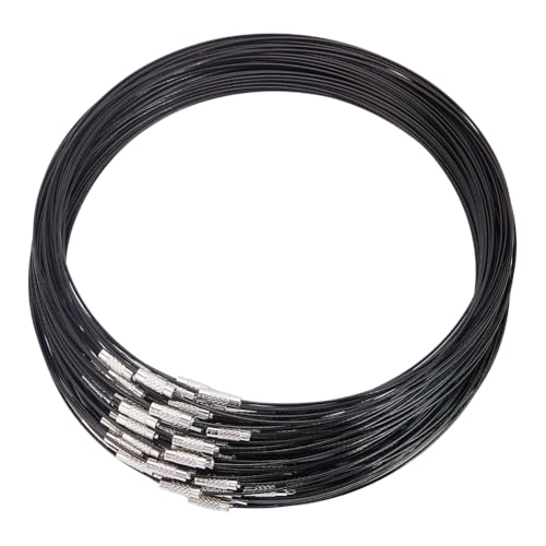 UNICRAFTALE 80 pièces 44.45 cm Collier en Fil Noir Collier en Fil d'acier Inoxydable Collier Ras du Cou avec Fermoir à Vis en Laiton Collier de Fil...