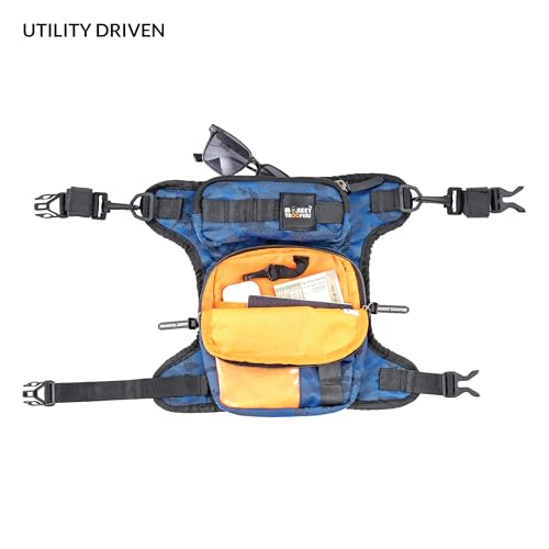 Image of MONKEY TROOPERS Drift Magnetic Thigh Bag for Bikers, 5L | Blue Camo | Waist & Leg Motorcycle Bag with Strap, Magnet Mount, Touch-Sensitive Navigation Pocket, Large Capacity for Riding & Hiking