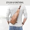 Sac de Poitrine Homme en Cuir Veritable Sacoche à Bandoulière Sacs a dos porté épaule Travers Pochettes des Sport Affaires Voyage - Noir #4