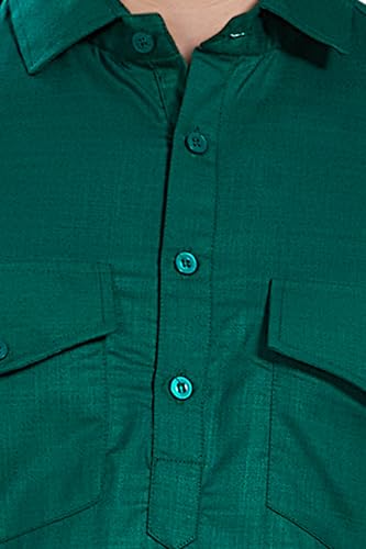 Image of DIVISIVE Men's Cotton Blend Pathani Kurta Pyjama Set