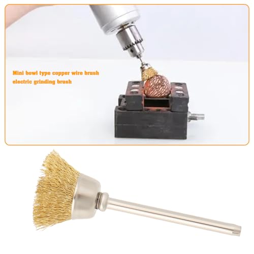 Image of ECSiNG 10pcs Brass Wire Brush 3mm Shank Mini Brush Rotary Tool Brass Wire Brush for Metal Wood Stone Surface Cleaning Rust Removal Polishing Deburring
