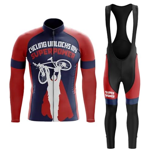 Conjunto Ciclismo Hombre Ropa Ciclista Maillot Bici MTB Manga Larga,Traje Bicicleta Chaquetas y Pantalones Tirantes con 19D Gel Acolchado,Completa Equipacion Ciclo Jersey Pants Secado Rápido(D12,XL)
