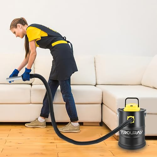 Image of Fireplace Ash Vacuum Cleaner, 2.6 Gallon Heat Resistant Lightweight Canister Vacuum Cleaner with 800W Powerful Suction Blowout for Fireplaces, Pellet Roasters, Woodstoves Pellet Ash Vacuums