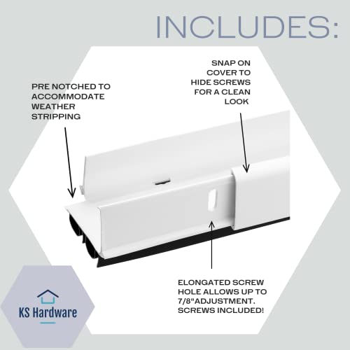 New: Ks Hardware,Patent Pending, Adjustable Double Bubble Door Sweep, Draft Stopper, Under Door Seal For Exterior Doors, 1 3/4" X 36", White (36 Inch) #TOP1