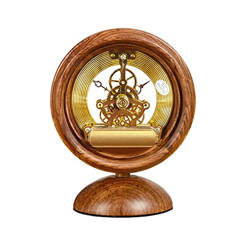 TOMYEUS Relógio de mesa vintage estilo chinês retro madeira pequeno relógio de mesa casa sala de est