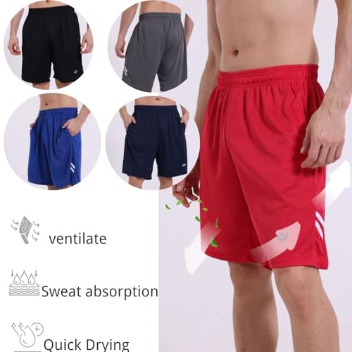 fovdtaa Lot de 5 shorts de sport pour homme avec poches et taille élastique, séchage rapide, XL – vue 4