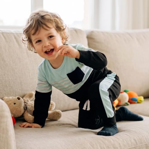 Image of FOCUTEBB Toddler Boy Clothes Baby Boys Fall Winter Outfits Long Sleeve Sweatshirt Top Jogger Pants Set Boys Outfit Set 12M-4T