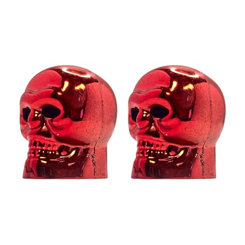 cyclingcolors 2 x Tapas de Válvula Calavera de Plástico para Válvulas Schrader en Bicicleta, Motocicleta, Coche, Quad y E-Scooter, Rojo