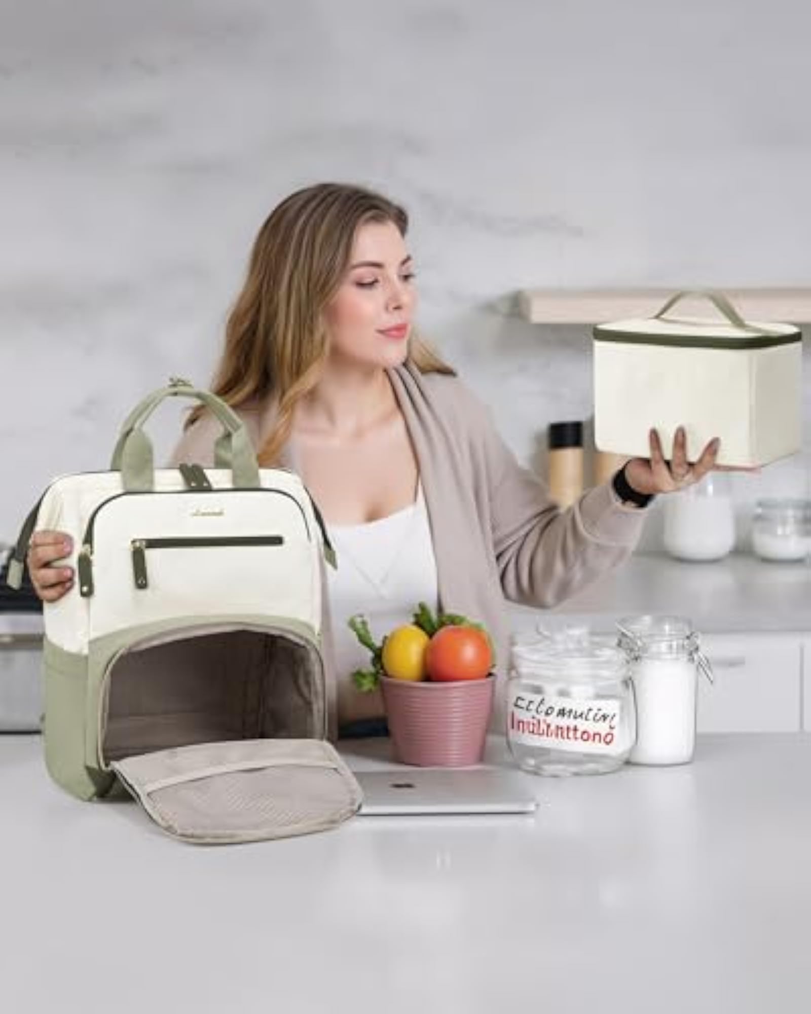 Lunch Backpack for Women, 17 Inch Laptop Work Bag