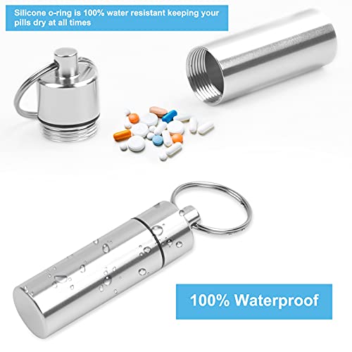 Jinlaili 6 stuks draagbare aluminium pillendoosjes, aluminium pillendoos, sleutelhanger, waterdicht, medicijnenpillendoos, capsulepillendoos, pillendoos, aluminium voor outdoor, sport, camping, - Afbeelding 5