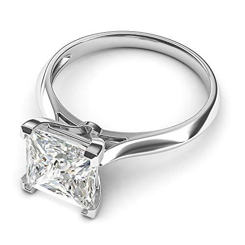 Sterling Silver Square 8mm Simulated Princess Cut Diamond Engagement Ring Knife Edge Promise Bridal Ring3