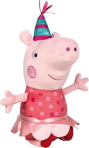 Schmidt Spiele 42829 Peppa Pig, Peppa Wutz, Party, 38 cm Plüschfigur