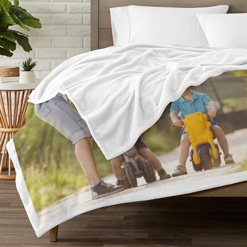Image of inkArts Personalized Blanket, Custom Blanket with Photo, Customized Picture Blankets, Custom Photo Blankets, Personalized Fathers Day Blanket Gifts for Dad Baby Kid Family