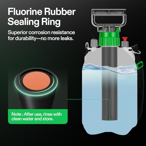 VIVOSUN 4L Pump Sprayer, Portable Water Spray Bottle in Lawn and Garden Yard, Weed Sprayer for Plants with 3 Nozzles, Adjustable Shoulder Strap, Pressure Relief Valve