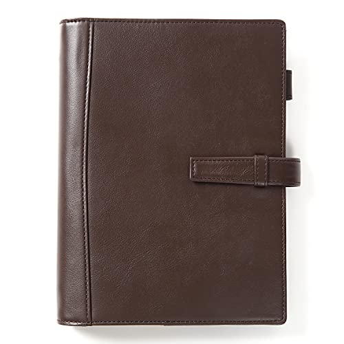 Lightex システム手帳 本革 植物タンニンなめし A5サイズ 6穴リング 軽量 a5monolether01 ダークブラウン