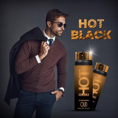 Image of BERNARD DIMITRI HOT BLACK OUD Deodorant for Men & Women - 200 ML Each| Pack of 2| Fragrance Luxurious Agarwood |Long-Lasting Freshness Smell | Deo Idle Gift For Loved Once