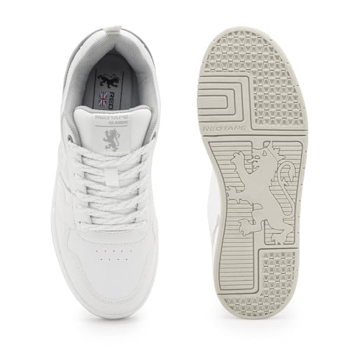 Image of Red Tape Women's Sneakers Grey White Pu TPU Round Toe Lace-Up