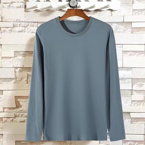 Mens Long Sleeve Shirts Casual Pullover Plus Size Round Neck T-Shirt Solid Color Loose Blouse Fall Fashion Streetwear2