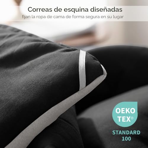 Edredón acolchado Whale Flotilla 220 x 240 de microfibra suave reversible negro gris 5