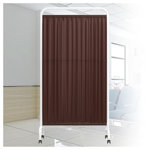 Paravent médical pliable marron à roulettes 360° pour intimité modulable
