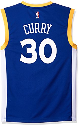 NBA Men's Golden State Warriors Stephen Curry Replica Player Stretch Jersey, Large, Blue