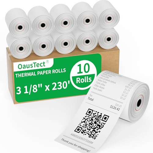 3 1/8 x 230 CM Roll Thermal Receipt Paper, 10 Rolls, Fits All POS Terminals
