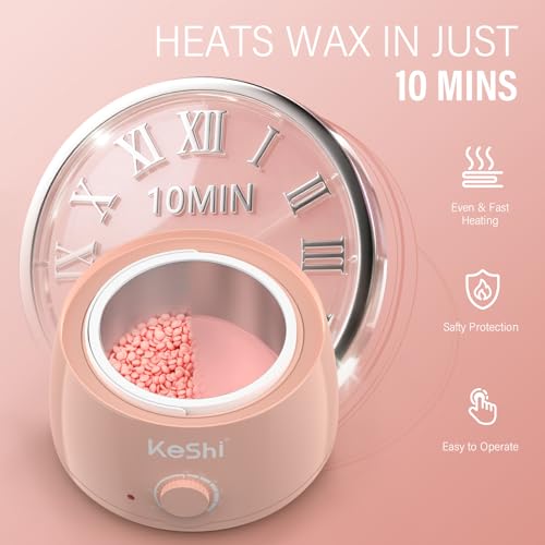 Image of KeShi Waxing Kit, Painless Hair Removal Wax Warmer with 6 Bags Wax Beans(Pink)