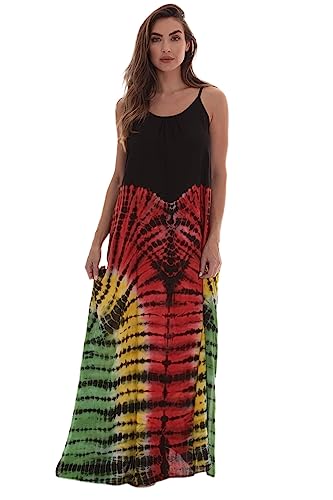 Image of Riviera Sun Women's Tie Dye Maxi Dress, Spaghetti Strap Open-Back Sundress and Beach Cover Up