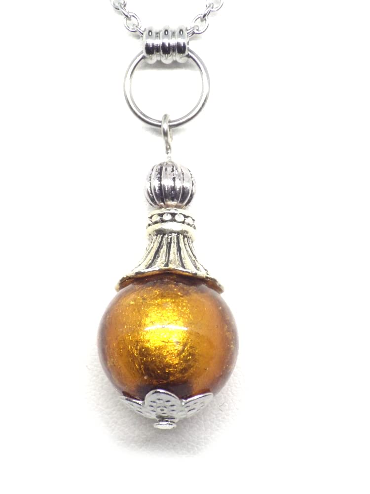 Conjunto de bisutería pendientes, collar y pulsera en acero inoxidable, hematites y cuentas de cristal de Murano color oro