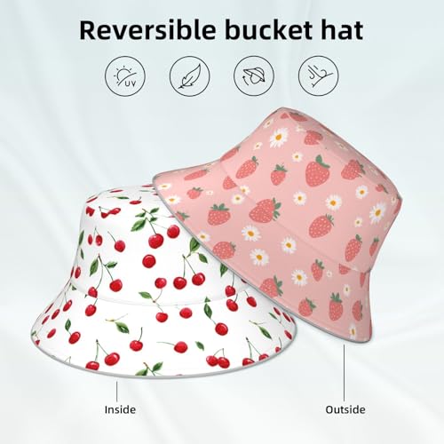 Image of Bucket Hat Double-Side-Wear Reversible Sun Hat Beach Travel Hiking for Women Men