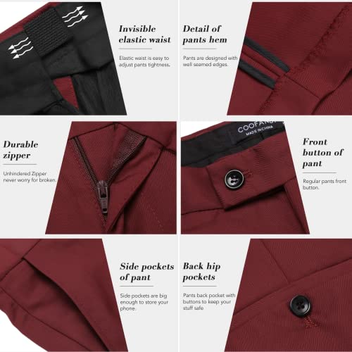 Coofandy Mens Slim Fit Suits 3 Pieces Suit Sets Two Button Suit Blazer Elegant Wedding Blazer Vests Pants (Wine Red M) #TOP4