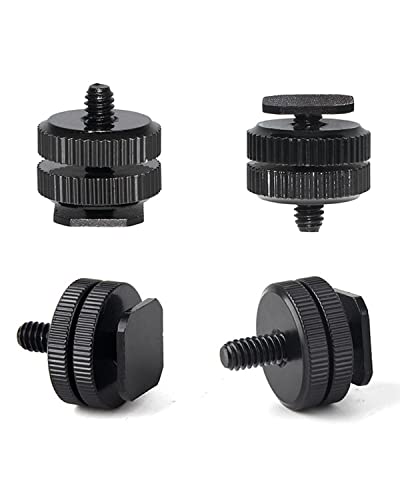 サムコス 4個入 カメラホットシュー アダプター マウント デュアルナット カメラシューアダプター 1/4ネジ 三脚スクリュー ホットシュー 固定ネジ