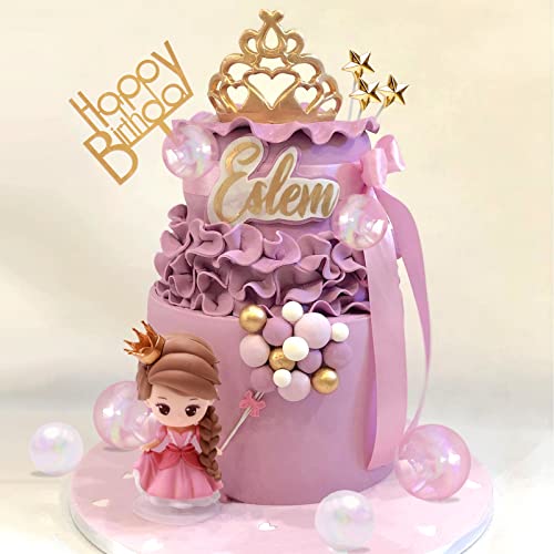 23Pcs Princess Cake Topper Balloon Cake Topper Crown Cake Toppers With Balls Stars Cake Decorations For Girl Kids Happy Birthday Party Baby Shower Princess Themed Birthday Party Supplies #TOP3