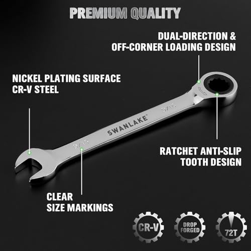 image for SWANLAKE GARDEN TOOLS 24-Piece Combination Ratchet Wrench Set, Metric 
