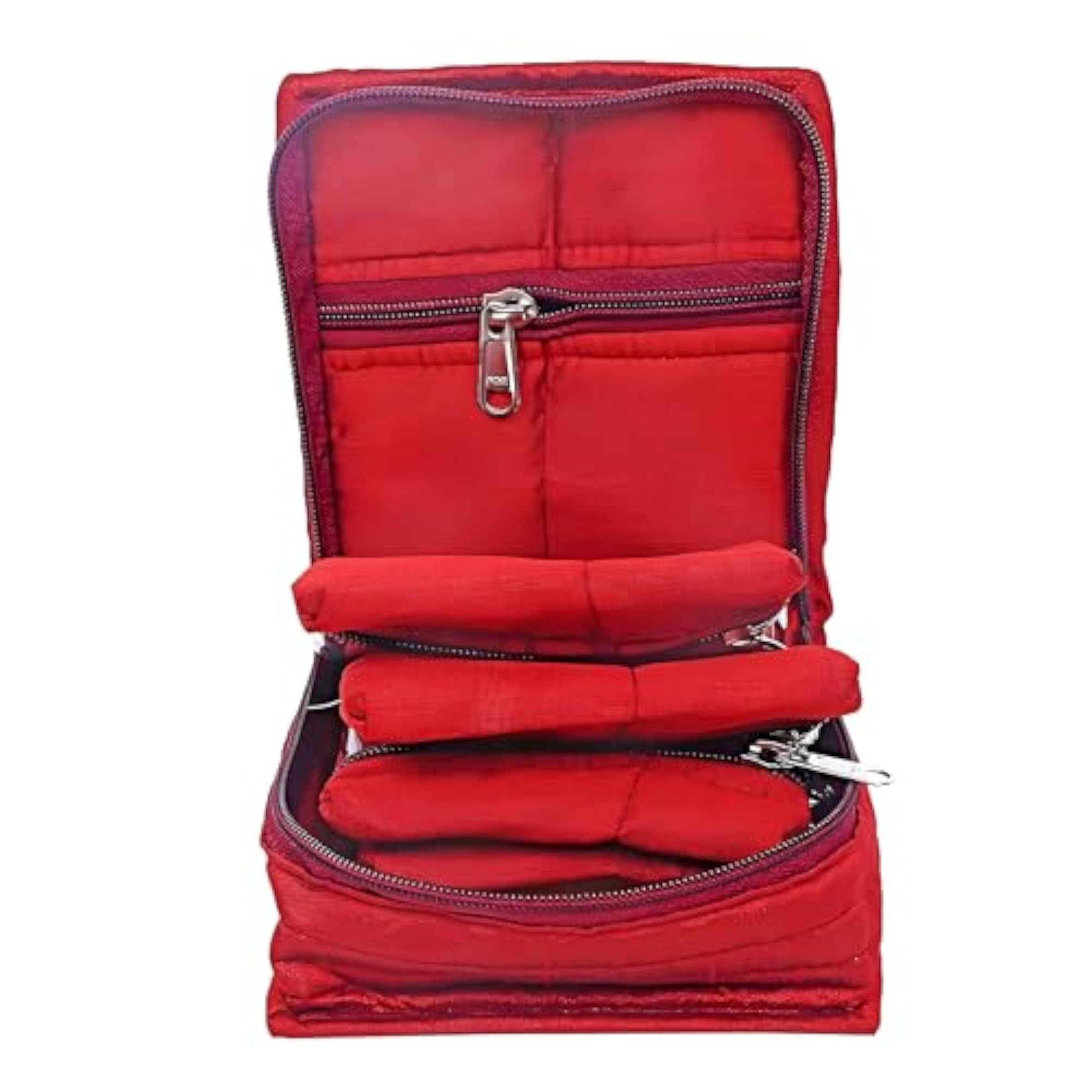 Cotton Portable Jewellery Organizer With 4 Transparent Pockets