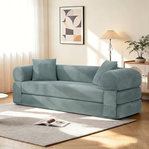 Trygoal 3-in-1 Queen Convertible Sofa Bed, Boneless Sleeper Couch, Green