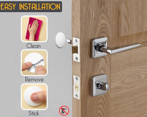 Image of ProStoppr Door Stoppers - Medium 2 inch (6 Pack) - Strong Adhesive Backing | Quiet & Shock Absorbing Silicone Door Stoppers for Walls - Door Knob Wall Protector - Door Stop Bumper - Prevent Wall Damage