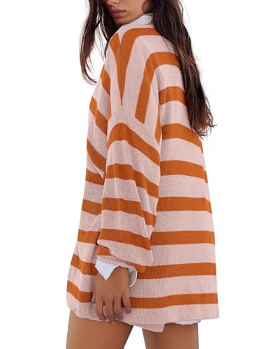 Image of Panadila Womens Striped Sweater Set Oversized Lounge Sets Matching Pajamas Long Sleeve Sweater Top and Shorts