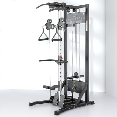 Image of Cable Station and Pull Down Machine, Cable Fly Machine Home Gym System Workout Station with Pulley System, Pull-Up Bar Cable Bar and LAT Pull Down System, 70kg Weight Stack