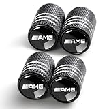 Tire Valve Stem Caps for Mercedes Benz AMG Metal Car Wheel Air caps Auto Valve Stem Caps Accessories 4 Pack Black