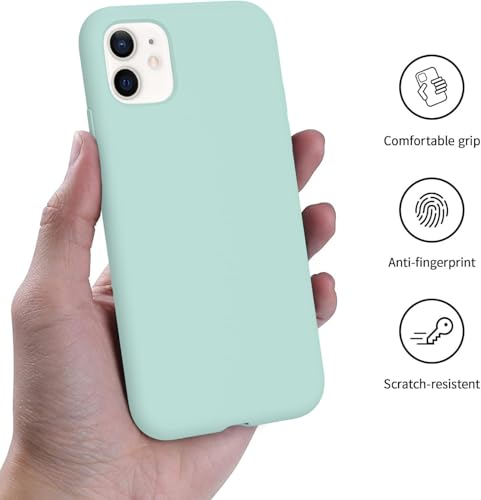 Image of VONZEE Microfiber Candy Case Compatible for iPhone 11 6.1 inch, Shockproof Slim Back Cover Liquid Silicone Case (Mint Green)