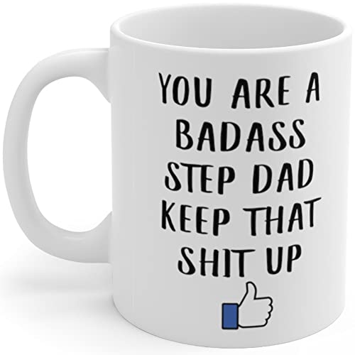Lovesout Step Dad Gifts From Daughter Fathers Day Stepfather Mug Witty Badass Stepdad Gifts From Son Cute Tea Cups Ceramic White 11oz