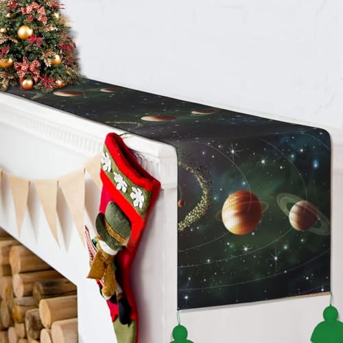 Chemin de table galaxie pour masquer les rayures et décorer une table de Noël en lin - 7