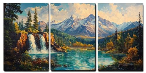 Cadeau crémaillère idéal lot de 3 tableaux paysage nature prêtes à accrocher