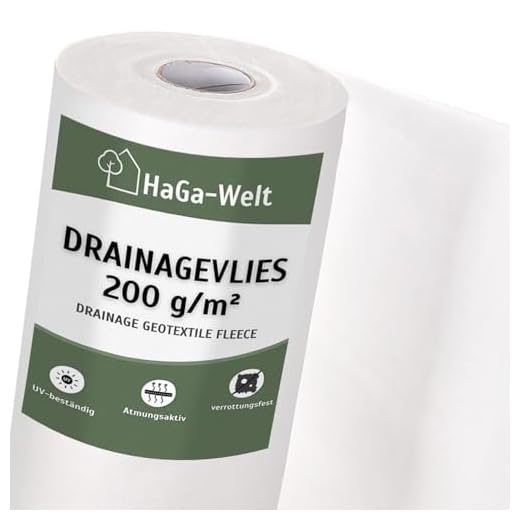 HaGa Drainagevlies 200g/m² in 1,5m Breite als Drainage, Sandkastenvlies, Geovlies, Trennvlies für Gartenarbeit und unter Pflastersteinen (Meterware)